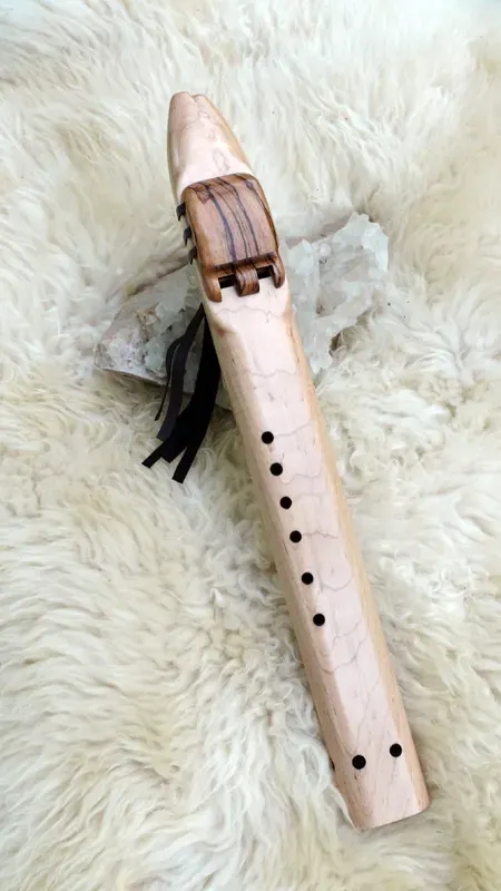 Native Style Drone Flute - 7 Hole in the Key of G of Maple and Zebra woods — product photo
