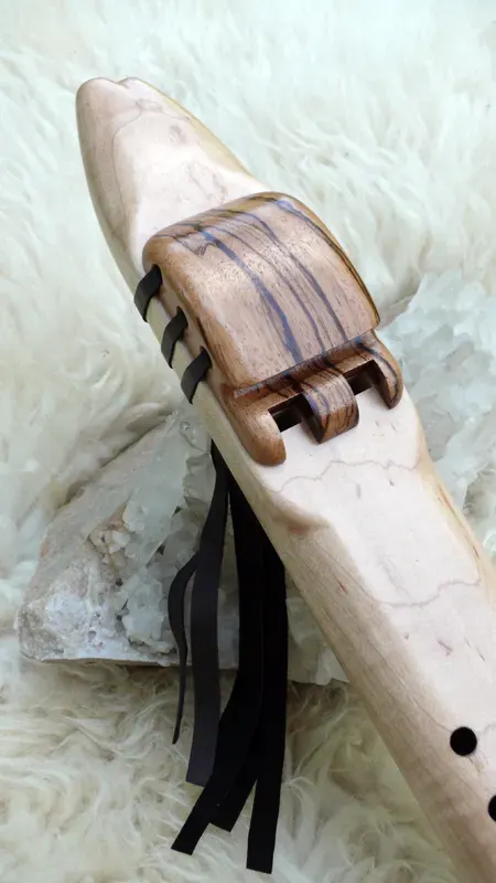 Native Style Drone Flute - 7 Hole in the Key of G of Maple and Zebra woods — product photo