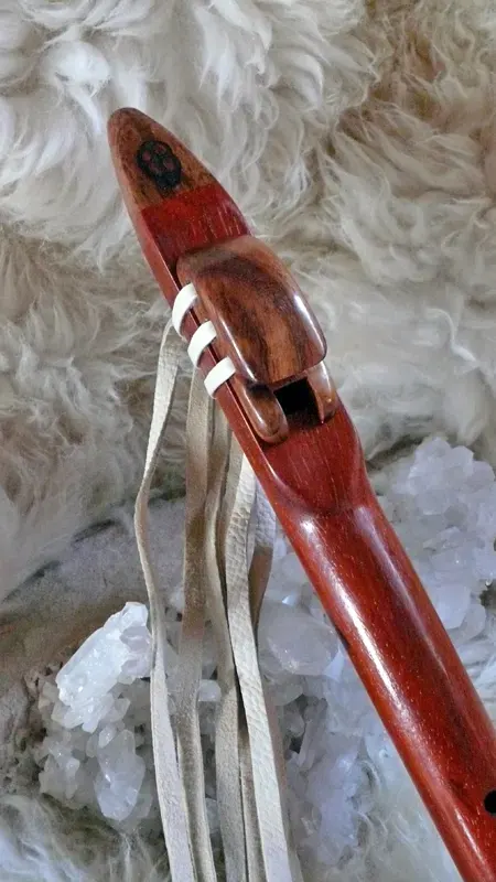 Padauk flute with Tiger wood accents in the key of Low D — product photo