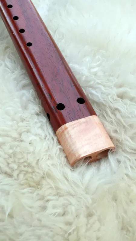 Native American Style Drone Flute 7 Hole in the Key of E with Flame Carving — product photo