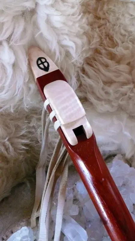 Padauk flute with Curly Maple accents in the key of Low D — product photo