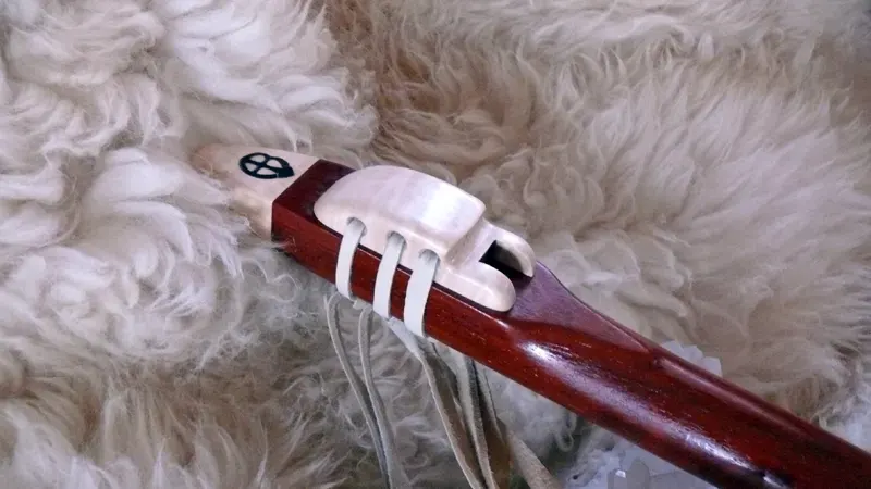 Padauk flute with Curly Maple accents in the key of Low D — product photo