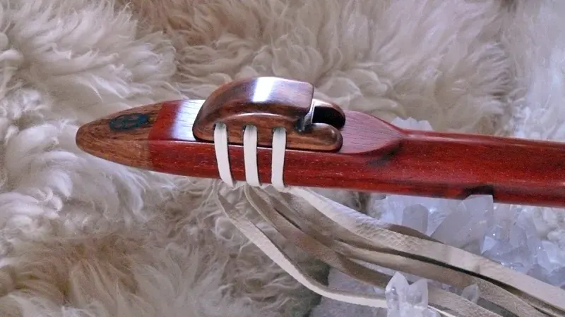 Padauk flute with Tiger wood accents in the key of Low D — product photo