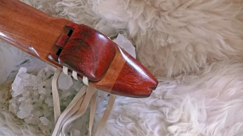 Sapele wood Drone flute with Padauk accents in the Key of E — product photo