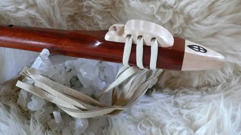 Padauk flute with Curly Maple accents in the key of Low D — product photo