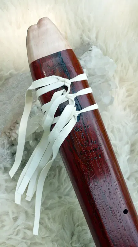 Native American Style Drone Flute 7 Hole in the Key of E with Flame Carving — product photo