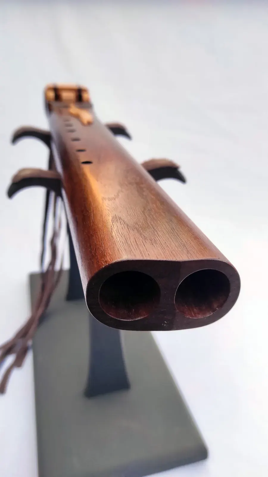 Native American Style Drone Flute - 7 Hole Key of Low D of American Walnut and Maple woods — product photo