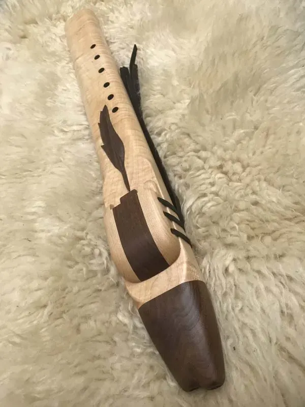 Native American Style Drone Flute - 7 Hole in the Key of Low D in Maple and Walnut woods — product photo