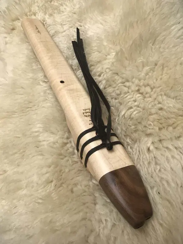 Native American Style Drone Flute - 7 Hole in the Key of Low D in Maple and Walnut woods — product photo