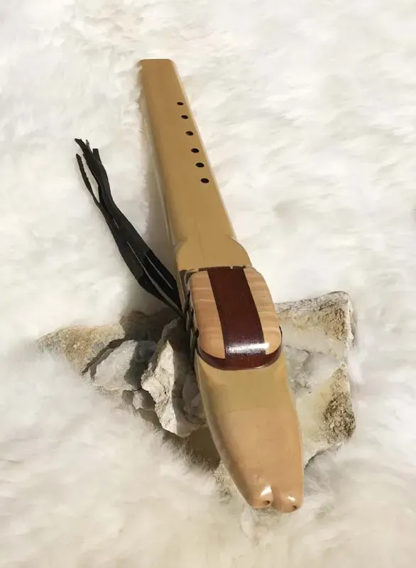 Native American Drone Flute - 7 Hole in the Key of Low D of Alaskan Cedar and Maple — product photo